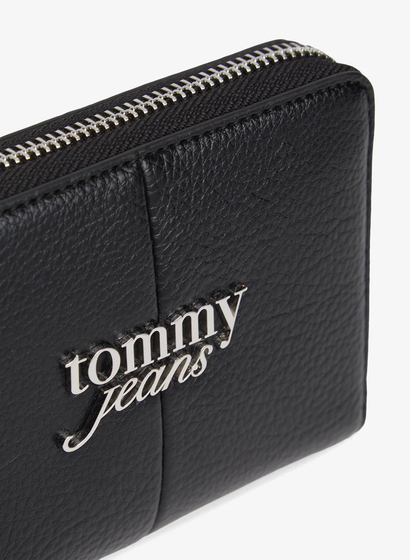 Tommy Jeans Black Wrist Strap Metal Logo Zip-Around Wallet for Women | Best Price UAE
